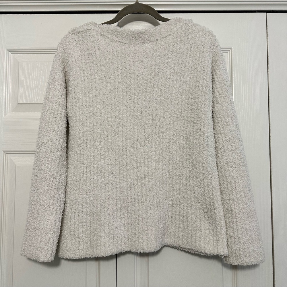 Barefoot Dreams Cozychic Lite Melange Boatneck Button Pullover Sweater EUC - Picture 3 of 10